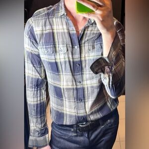 Theory plaid shirt in blue size small​​​​